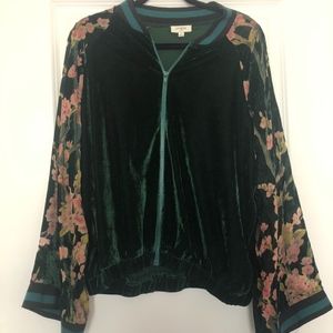 Emerald Velour Jacket with Cherry Blossom Burnout